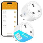 SURFOU Smart Plug WiFi Socket 2Pcs, UK Mini Wireless Timer Plug Works with Amazon Alexa, Google Home and SmartThings, Energy Monitoring, Smart Life App Remote/Voice Control, No Hub Required, 13A