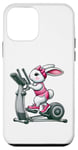 Coque pour iPhone 12 mini Lapin de Pâques sur vélo elliptique Gym Fitness Workout