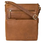 STILORD 'Kian' Sacoche Homme Bandouliere Cuir Sac Bandoulière Homme Vintage Sac à l'épaule Petite Sacoche Homme en Cuir Véritable, Couleur:Cognac Marron