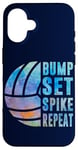 Coque pour iPhone 16 Bump Set Spike Repeat Aquarelle Volleyball Femmes Adolescentes Filles