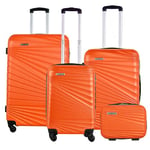 WELL HOME MOBILIARIO & DECORACIÓN Set of 4 Suitcases Cabin 22"/Medium 26"/Large 30"/Toiletry Bag 9", Orange Coral, 50.0 cm x 29.0 cm x 76.0 cm, Hardside Suitcase Sets