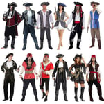 Aikuiset miehet ja naiset Cosplay Pirates of the Caribbean -asut Halloweeniin Kapteeni Jackin joulupuvut vuosittaiseen esiintymiseen