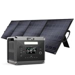 SOLARPLAY Station électrique portable 2400w, 2160wh Générateur solaire avec 1*200W panneau solaire, avec 12 connecteurs de sortie, pour camping, camping-cars & pannes de courant avec 5 ans de garantie