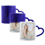 Magic Custom Photo Color Changing Coffee Mug Cup, Personalized DIY Print Ceramic Hot Heat Sensitive Cup -Add Your Photo&Text (Blue Color Painting Effect)