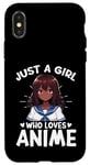 Coque pour iPhone X/XS Just a Girl Who Loves Anime Merch Afro-Américain Afro