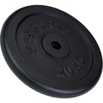 Scsports - Disque de Poids - 20 kg 30/31 mm Fonte en Noir - Plaque d'Haltères Équipement de Gym Haltérophilie Musculation