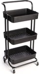 Maison & White 3 Tier Storage Trolley | Bathroom, Kitchen & Utility Black 