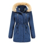 Parka Femme,Chaleureuse Manteau Femme D'automne D'hiver,Doudoune Femme Longue À Capuche Fausse Fourrure Grande Taille