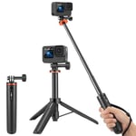 Vkesen Perche avec Mini Trépied pour GoPro, 2-in-1 Mini Trépied Selfie Stick pour GoPro Hero13/12/11/10/9/8/7/6/5/Max,Insta360 Ace/Ace Pro/One RS,DJI Osmo Action,AKASO et Autres Action Camera