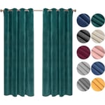 Lot de 2 Rideaux Draperies Thermique à Oeillets, 140x270cm Rideau Opaque Occultant en Velours, Vert foncé VH6068dgn-2 - Woltu