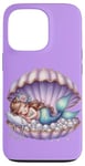 Coque pour iPhone 13 Pro Sirène Lilas Violet Sleepy Coquillage Sous L'eau