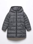 Mango Kids' Alilong Quilted Long Jacket, Black/Multi