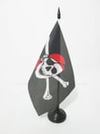 DRAPEAU DE TABLE PIRATE FOULARD ROUGE 21x14cm - PETIT DRAPEAUX DE BUREAU CORSAIR