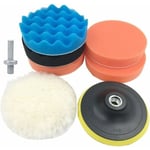 Start - Car Polishing Pad, 5'' Car Buffing Buffer Suit Auto Car Polisher Pack of 7pcs with M14 Drill Adapter Kit (Colorful-125mm)