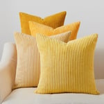 Topfinel Housse Coussin Jaune 40x40cm Decoration Chambre Salon Maison Lot de 4 Housse de Coussin Canape Lit Jardin Déco Aesthetic Scandinave pour Canapé en Velours Côtelé