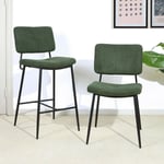 Lot de 2 chaises de salle à manger - Scandinave - avec Dossier Assise Rembourrée - en Tissu vert - Pieds en métal - pour Cuisine Salon Chambre Bureau
