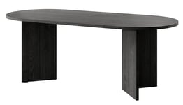 Selsey Table À Manger Ovale 90 x 204 cm 6-10 Personnes Table De Cuisine Bureau Frêne Portland Noir Ovo