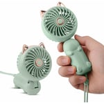 Serbia - Vert - Mini ventilateur portable avec batterie rechargeable et 3 vitesses, joli ventilateur électri