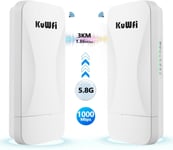 900Mbps Point d'accès WiFi Repeteur Antenne WiFi Exterieur,Antenne WiFi Longue Portée Pont WiFi Ethernet Haut Débit,5.8G Longue Portée Jusqu'à 5KM CPE avec Ports Ethernet,PTP/PTMP,2PCS