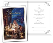 Christmas Mass Card Xmas Nativity Scene Gold Foil Blessings at Christmas Pack 2