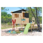 Cabane de jardin pour enfant avec toboggan - Bois - H2.46m - PORTLAND  