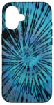 iPhone 16 Cool Spiral Tie-dye Pattern Boho Blue Hippie Swirl Tie Dye Case