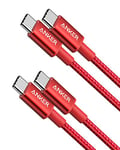 Anker New Nylon USB-C to USB-C Charging Cable 1 m Length, Twin Pack with Power Delivery for MacBook Pro 2020, iPad Pro, Galaxy S20, Switch, Pixel, LG and USB-C Chargers (Red)