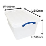 Really Useful Box Storage Box 61 L Transparent PP (Polypropylene) 44 x 68 x 31 cm Pack of 3