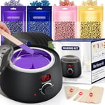 Chauffe Cire aves LED Écran, Cire Epilation avec 400g Cire Epilation Perle pour Epilation, Perle de Cire Epilation sans Bande, 30 Spatules Chauffe Cire Kit pour Corps Entier, Jambes,Visage, Sourcils