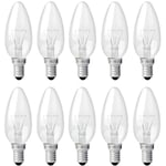 Ampoule Bougie Clair E14 40W, Ampoule Incandescence Dimmable, Blanc Chaud 2700K, 400LM, Ampoule Flamme, E14 Ampoules à bougie à vis Edison, Pack de 10