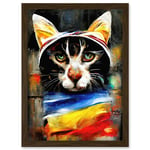 Street Cat Third Eye Psy-Fi Portrait Artwork Framed Wall Art Print A4