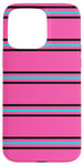 Coque pour iPhone 15 Pro Max Rose Bleu Noir Rayé Girly Esthétique Preppy Stripe