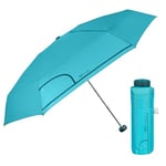 PERLETTI Mini Parapluie Femme Pliant Couleur Unie Bleu Clair - Petit Parapluie Super Compact de Poche Ultra Léger - Ombrelle Dame Ouverture Manuelle Coupe Vent - Diamètre 90 cm (Turquoise)