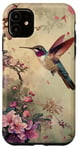 Coque pour iPhone 11 Colibri avec fleurs en beige