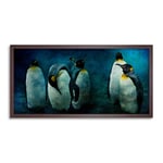 Wee Blue Coo Penguin Bird Antarctic Snow Long Panel Framed Wall Art Print