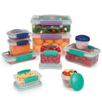 Sistema KLIP IT Accents Food Storage Containers | Assorted Sizes | Airtight & Stackable Meal Prep Containers with Lids | School Lunch Boxes & Snack Boxes | BPA-Free | 20 Count