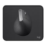 Logitech MX Vertical Souris sans Fil Ergonomique Noir, Bluetooth, Récepteur USB Unifying + Mouse Pad Noir, Tapis de Souris Noir PC, Résistant aux Eclaboussures, Durable, PC/Mac