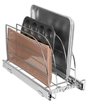 HOLDN’ STORAGE Pull Out Organizer for Cookie Sheet, Cutting Board, Bakeware, and Tray, Sliding Rack- Heavy Duty-5 Year Limited Warranty - for Under Sink/Under Cabinet, 8.5”W x 21”D x 10.63”H, Chrome