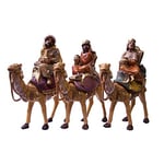 VILLAGE GIFT IMPORTERS Collection Crèche de Noël de 12,7 cm | Ensemble de Trois Rois Mages | Trois Rois avec chameaux | Figurines de crèche Traditionnelles avec de Nouveaux marchands | Peintes à la