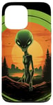 iPhone 13 Pro Max Cute Green Alien Head UFO Space Face || Alien Case