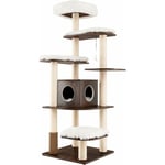 Costway - Arbre à Chat en Bois, Centre d'Activités pour Chat à Plusieurs Niveaux en Peluche, Tour à Chat avec Condo et Poteaux en Sisal, Charge 15KG