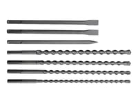 Metabo - Drillbit- Og Meiselsett - Hammerbit - Flat, Spiss - 7 Deler - 25 Mm, 20 Mm, 16 Mm, 22 Mm - Sds-Max - Lengde: 400 Mm, 540 Mm - Bredde: 25 Mm