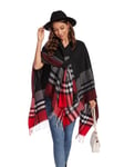 colornival Poncho Femme Hiver Élégant Châle Femme Chaud Poncho Cape Réversible Écharpe Châle Hiver Automne Cadeau de Noël pour Femme