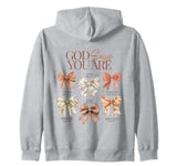 God Says You Are Beautiful Coquette Bow Womens Christian Zip Hoodie