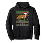 Ugly Sweater Xmas Lights Santa Hat Coyote Christmas Pullover Hoodie