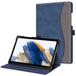 FINTIE Coque pour Tablette Samsung Galaxy Tab A8 2021 10.5” (SM-X200/SM-X205/SM-X207) - Housse Fixation à Multipositions Etui avec Poche de Document Veille/Réveil Automatique, Bleu Jean