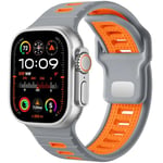 CeMiKa Compatible with Apple Watch Straps Ultra 2/Ultra 49mm 46mm 45mm 44mm 42mm Men, 26mm Adjustable Silicone Sport Loop Replacement Bands for iWatch Series 10 9 8 7 6 5 4 SE 3 2 1,Gray/Orange