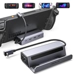 JSAUX 5-in-1 Docking Station Compatible with Steam Deck/OLED/ROG Ally/Lenovo Legion Go/MSI Claw, Steam Deck Dock with HDMI 2.0 4K@60Hz, 100Mbps Ethernet, Dual USB-A 2.0 and 100W USB-C Port-HB0602