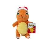 Pokémon PKW3103-20 cm Peluche d'hiver Glumanda avec Bonnet de Noël, Peluche Officielle