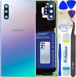 Cache Batterie Pour Samsung Galaxy Note 10+ Plus Argent Coque Vitre Arrière Avec Lentille De Caméra, Adhésifs, Kit Outils, Guide De Réparation Sm-N975 N976f